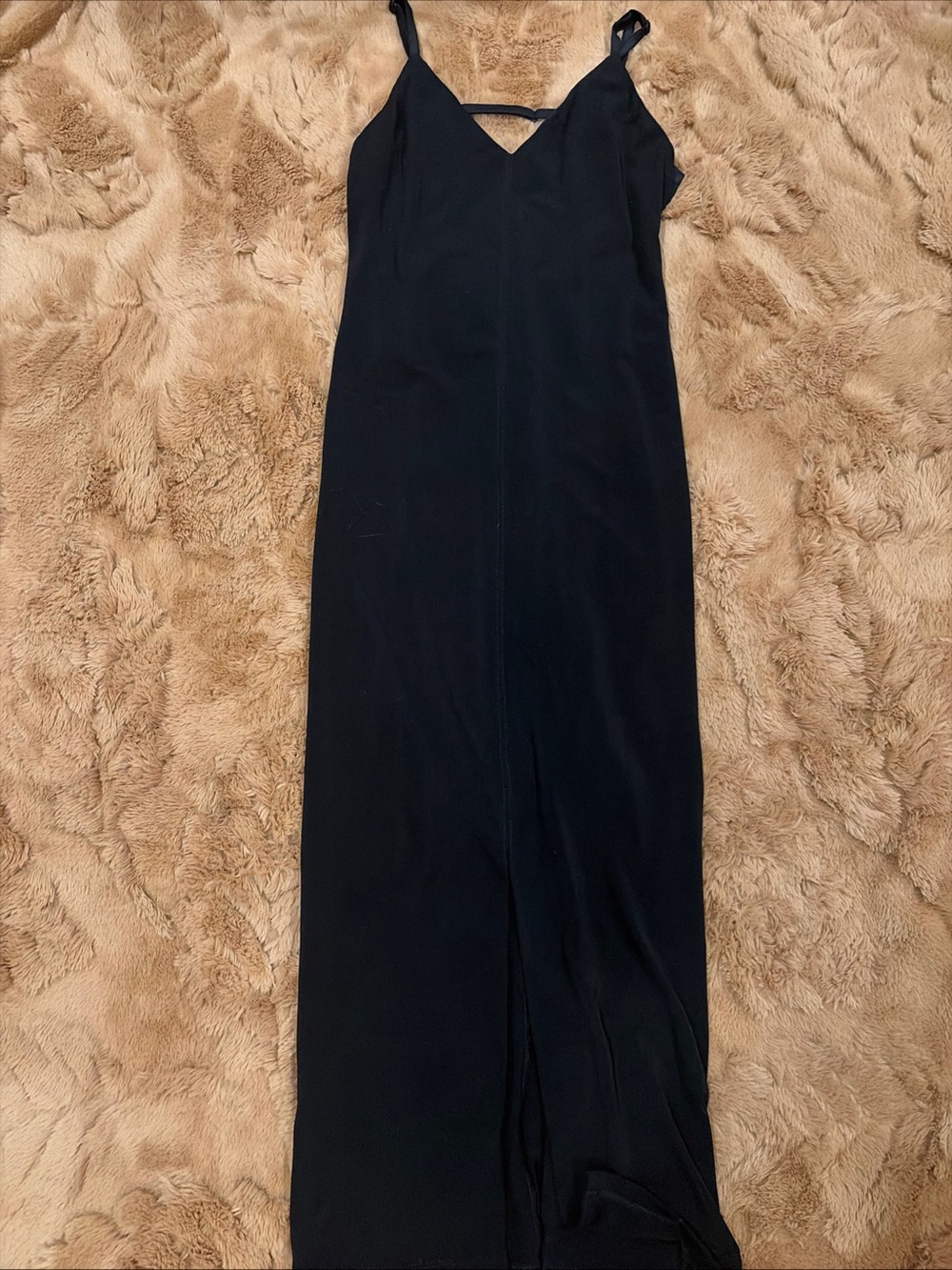 Alice+Olivia Black Strappy Adjustable  Cocktail Slip Slit Dress Minimalist Lux